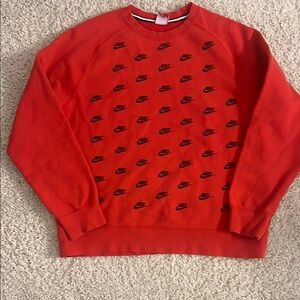Vintage Nike Red and Black Crewneck Sweater with Geometric Pattern